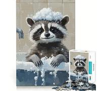 Le Raton Laveur l'heure du Bain Puzzle de 1000 pièces pour Adultes Cadeau Stimulant pour l'esprit Jeu de détente Facile Découpe précise Idée Cadeau Originale (38x52cm)