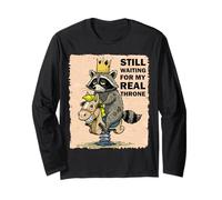 Le Raton Laveur Sarcastique Roi Attend Un Vrai Humour du Manche Longue