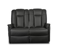 Le Réconfort Sofa - 2 places, Inclinaison électrique et aide à la levée, Cuir Noir - Canapé