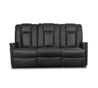 Le Réconfort Sofa - 3 places, Inclinaison électrique et aide à la levée, Cuir Noir - Canapé