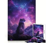 Le Regard Cosmique du Guépard Puzzle de 1000 pièces pour Adolescents Stimule la réflexion Critique Cadeau de Noël Unique et Solide (38x26cm)