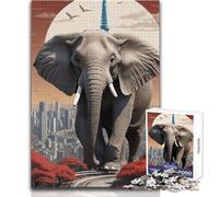 Le règne des éléphants - Puzzle de 1000 pièces pour Adultes - Jeu d'adresse éducatif et interactif - Idée Cadeau Originale et Pleine de Sens - Dimensions 50x75cm
