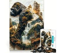 Le règne verdoyant du Gorille Puzzle de 1000 pièces pour Adolescents Jeu de logique et de réflexion Amusant et apaisant Bords Lisses Cadeau d'anniversaire 38x26cm