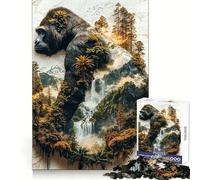 Le règne verdoyant du Gorille Puzzle de 1000 pièces pour Adolescents Jeu de logique et de réflexion Amusant et apaisant Bords Lisses Cadeau d'anniversaire 38x26cm