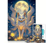 Le Renard à Neuf queues sous la Lune Puzzle de 1000 pièces pour Adultes Jeu de réflexion Loisirs et Divertissement Qualité supérieure Joli présent (50x75cm)