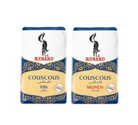 Le Renard Couscous Premium, Lot de 2 Paquets de 1kg, Fin et Moyen