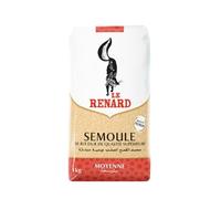 LE RENARD Semoule Moyenne de Blé Dur de Qualité Supérieure 1 kg, Granulométrie Régulière pour Couscous et Plats Traditionnels - Lot de 3