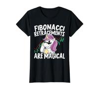 Le retracement de Fibonacci sont des Actions Magiques de Unicorn Trader T-Shirt Graphique avec Valeur, Femme, Noir, XS