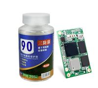 Le revêtement protecteur transparent pour les cartes de circuits imprimés aide à protéger contre l'humidité. Forme une couche de vernis pour circuits avec un pinceau ou un spray pour circuit mère LED