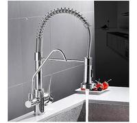 Le robinet d'évier de cuisine peut retirer le pulvérisateur en laiton chromé Rotation à 360 degrés avec filtre à eau robinet mitigeur d'évier à Double poignée