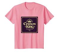 Le Roi de la Couronne Jésus est Le Roi Royal de la Foi chrétienne T-Shirt, Enfant, Rose, 10 Ans