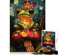 Le Roi Grenouille en Vitrail Puzzle 1000 Pièces pour Adolescents Jeu de Réflexion Simple et Amusant Motifs Découpés avec Précision Père Noël Vœux 38x26cm