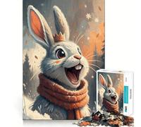 Le Roi Lapin d'hiver Puzzle de 1000 pièces pour Adultes Jeu de réflexion Amusant Technologie de découpe Laser avancée Défi divertissant pour Passer Le Temps (38x26cm)