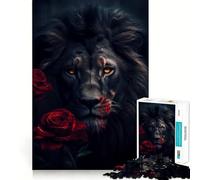 Le Roi Lion Noir Puzzle de 1000 pièces pour Adolescents Décoration Murale Design Lumineux et Relaxant Assemblage Facile 50x75cm