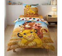 Le Roi Lion Parure de lit 100% Coton - Housse de Couette Réversible 140x200cm + Taie d'oreiller 65x65 cm