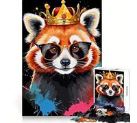 Le Roi Panda Roux avec des Lunettes Puzzle de 1000 pièces pour Adultes Améliore la mémoire, détend l'esprit Pièce de Collection Sharp Edge (50x75cm)