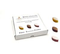 LE ROY RENÉ Epicerie Fine - Petits Calissons d’Aix emballés individuellement. Boite carrée sans emballage décoratif, format vrac - Saveur : (8 Nature, 8 Chocolat Noisette, 8 Framboise : 143g)