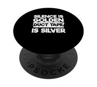 Le Ruban adhésif Humoristique Silence is Golden est argenté PopSockets PopGrip Adhésif