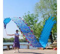 Le ruban du dragon, Dragon Dance Poi Ruban Streamer avec Tête de Multicolore 6-10M(Blue,10M)