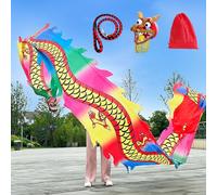 Le ruban du dragon, Dragon Dance Ribbons Ensemble de rubans Poi en acier avec tête dragon, 6 à 10 mètres, plusieurs styles(Style8,6 M (20 Ft))