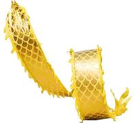 Le ruban du dragon, Ruban chinois double face de danse du dragon, vert et or, 8 m, 10, 12 for débutants(Gold,12m)