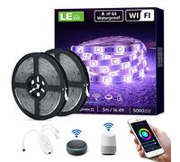 LE Ruban LED Connecté WIFI 10M Étanche IP65, RGB 5050 16 Millions de Couleurs, Bande LED Découpable avec Minuterie et Télécommande, Compatible avec Alexa, Google Home, Smartphone APP(2.4GHz, 2 * 5M)