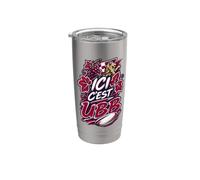 Le rugby dans le sang ! Ici, c'est bordeaux Gobelet isotherme en acier inoxydable double paroi