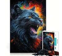 Le Rugissement du Chat Noir Puzzle 1000 Pièces pour Adolescents Jeu de Logique Solide Activité à Domicile Bords Transparents Cadeau Précieux 38x26cm