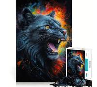 Le Rugissement du Chat Noir Puzzle de 1000 pièces pour Adolescents Stimule la mémoire Détente Progressive Idée Cadeau de Noël aux Bords Nets 50x75cm