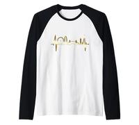 Le Rythme Cardiaque du London Skyline Drapeau J'aime Londres Manche Raglan