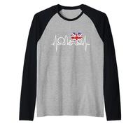 Le Rythme Cardiaque du London Skyline Drapeau J'aime Londres Manche Raglan