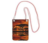 Le sac à bandoulière imprimé girafe d'Afrique Majestic Tree compact et léger est adapté pour les voyages quotidiens, les trajets et le shopping, rose, Taille unique