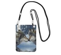 Le sac à bandoulière imprimé Wolf Kiss In Winter compact et léger est adapté pour les voyages quotidiens, les trajets et le shopping, Noir , Taille unique