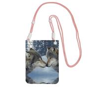 Le sac à bandoulière imprimé Wolf Kiss In Winter compact et léger est adapté pour les voyages quotidiens, les trajets et le shopping, rose, Taille unique