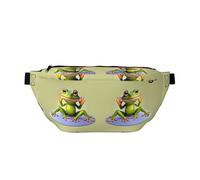 Le sac banane amusant de grenouille faisant du yoga imprimé avec une grande capacité et des poches doubles, adapté pour les voyages et le sport.