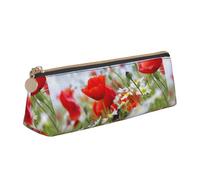 Le sac de rangement triangulaire en cuir et les fleurs de prairie et de marguerites sont des articles de voyage essentiels, blanc, Taille unique, Trousse de maquillage