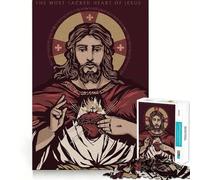 Le Sacré-Cœur de Jésus Puzzle pour Adultes 1000 pièces Jeu de réflexion Esprit apaisé Collection d'œuvres d'art aux Contours Nets 38x52cm