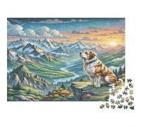 Le Saint-Bernard Papier Bernard sur Une Falaise montagneuse rocheuse Puzzle Lot Cadeau d’Anniversaire Entraînement cérébral 70x50cm/1000 pièces