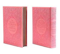 Le Saint Coran Arc-en-ciel - Français/arabe/transcription phonétique - Cuir Rose Claire