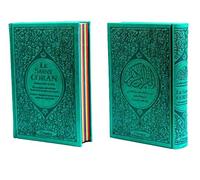 Le Saint Coran Arc-en-ciel - Français/arabe/transcription phonétique - Cuir Vert-bleu