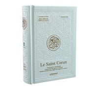 Le Saint Coran avec grands caractères - Transcription phonétique - Traduction des sens en français - Grande écriture et Regles de Tajwid en couleur et Vidéos - Blanc doré (13,5 x 18 cm)