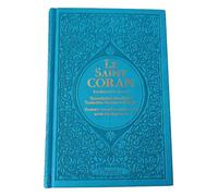 Le Saint Coran Rainbow (Arc-en-ciel) - Français/arabe avec transcription phonétique - Edition de luxe (Couverture Cuir Bleu dorée)