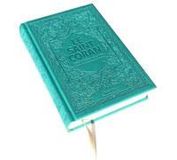 Le Saint Coran - Transcription phonétique (de l'arabe) et Traduction des sens en français - Edition de luxe - Couverture en cuir vert-bleu