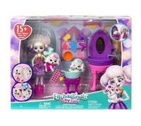 Le salon de toilettage enchantimals - poupee caniche chiots accessoires - betes citadines - set coffret jeu + carte animaux