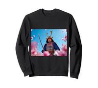 Le samouraï tient un katana parmi des pétales de fleurs de cerisier tourbillonnantes Sweatshirt