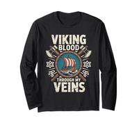 Le Sang Viking coule à Travers Mes veines Mythologie Nordique Valhalla Manche Longue