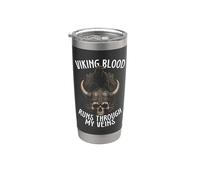 Le sang viking coule à travers mes veines Vikings nordiques Gobelet isotherme en acier inoxydable double paroi