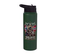 Le sang viking norvégien coule à travers mes veines Hache guerrier corbeau Stainless Steel Insulated Water Bottle