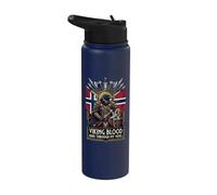 Le sang viking norvégien coule à travers mes veines Hache guerrier corbeau Stainless Steel Insulated Water Bottle
