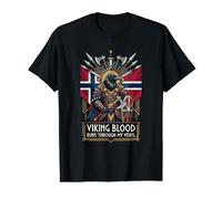 Le Sang Viking norvégien coule à Travers Mes veines Hache Guerrier Corbeau T-Shirt Graphique avec Valeur